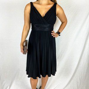 Suzi Chin Black Empire Pleated Dress
